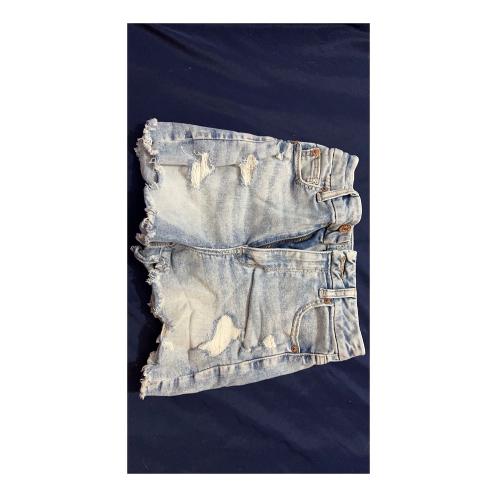 High Wasted White Wash Jean Shorts